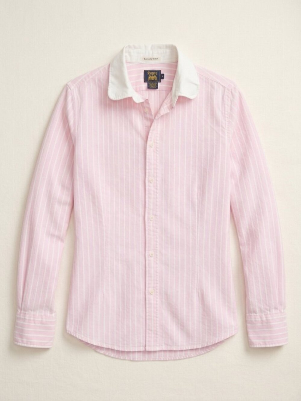 Rugby Ralph Lauren University Oxford Shirt Pink Stripe Peter Pan White Collar 6
